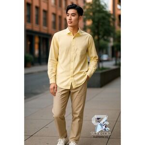 G Fore Men Shirt Med Flyy Yellow White Striped Long Sleeve Performance Skull NWT